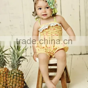 Newest Summer Persnickety Remake Girls Boutique Outfit Children Floral Ruffle Princess Dress and Stripe Capris Set thumbnail-5