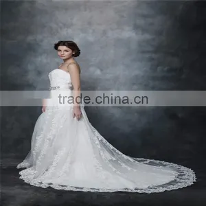 Mermaid Straight Neck With Beaded And Ribbon Sash Wedding Dress AS28602 thumbnail-1