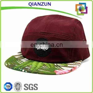 Floral Brim 5 Panel Hat Wholesale Front Patch Logo 5 Panel Hat/Cap thumbnail-1