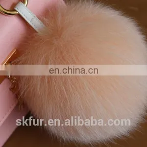 Colorful Fox Fur Pom Pom Keychain thumbnail-2