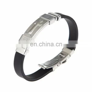 Fashion Silicone Stainless Steel Cross Bracelet for Man Custom thumbnail-2