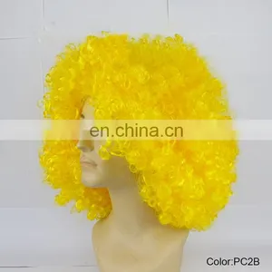 Cheap Party Carnival Yellow Big Afro Wigs 180g PC2B thumbnail-2