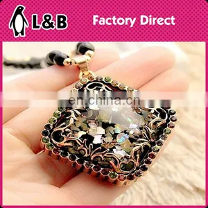 2016 Fashion Handmade Round Square Triangle Fancy Cheapest Pendant Handmade Chunky Bead Necklace thumbnail-6