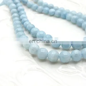 Wholesale Natural Gemstone Beads/Aquamarine 6mm Round Beads/Natural Gemstone Beads thumbnail-1