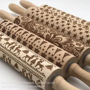 Wooden Rolling Pin,Made of Beech Wood,with Laser Printing thumbnail-3