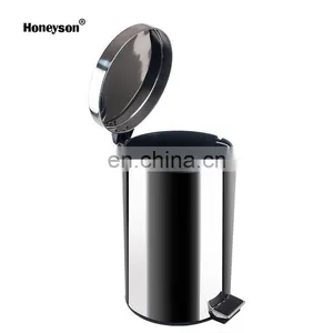 Honeyson Hot 12L Hotel Round Stainless Steel Waste Dust Bin thumbnail-1
