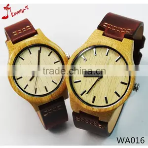 Pair 100% Natural Bamboo Watch New Arrival Women Wristwatches High Quality Vintage Style for Couples thumbnail-1