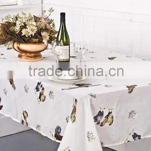 1PC White Printed Linen Texture Tablecloth thumbnail-1