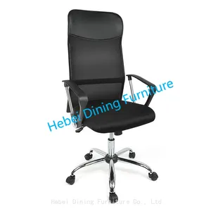 Dining Furniture Fabric and Mesh Upholstery Seat Black Ergonomic Desk Chair Chrome Legs Swivel Office Chair thumbnail-1