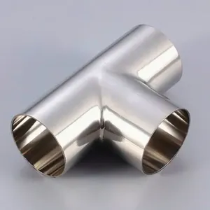 3A/SMS/DIN Stainless Steel Polished Welded Reducing Tee thumbnail-4
