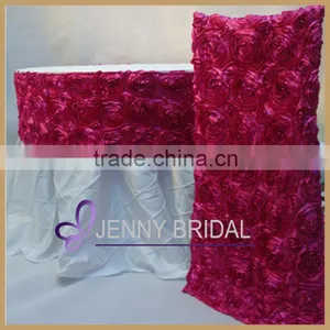 TR003G Luxury Satin Rosette Round Table Skirting Designs for Wedding thumbnail-1