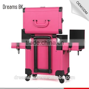Beauty Design 4 Wheels Functional Portable Rolling Makeup Case With Drawers thumbnail-6