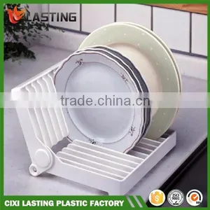 Foldable Kitchen Dish Drying Rack Plate Drainer Holder Plastic Storage Plate Rack thumbnail-1