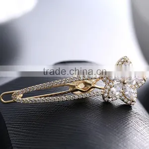 Fashion Jewelry Wedding Party Dress Luxury Vintage Headwear Elegant Flower Petal Rhinestone Women Lady Alloy Hair Clip Barrette thumbnail-5