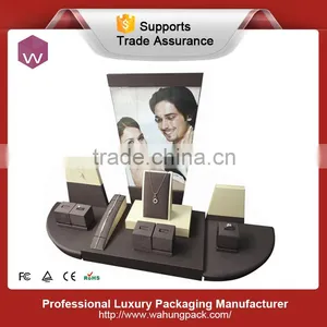 Coffee Color Leather Logo Picture Jewel Display For Jewelry Shop Cabinet thumbnail-1
