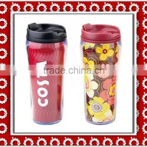 Doule Wall Insulated Plastic Cup With Lid and Paper Insert thumbnail-1