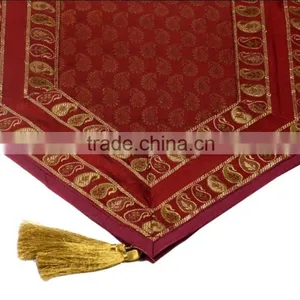 Silk Placemats and Coaster in Red Color Indian Silk Table Runner thumbnail-2