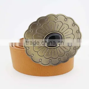 2015 Vintage Style Women's Fashion PU Brand Belt With Flower Shape Buckle thumbnail-2