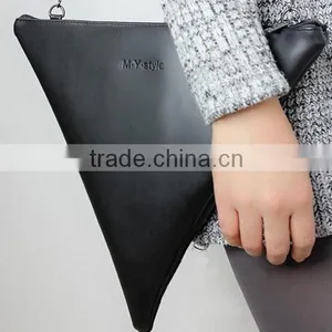 Fold Over Hand Bag Clutch Bag,Triangle Leather Clutch Bag,Women Clutch Bag Clutch Bag,Zipper Bags,Distressed Hand Bag thumbnail-6
