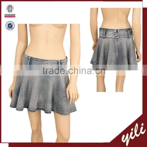 2016 S/S Latest Design Lady Washed Denim Mini Skirts thumbnail-1