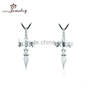 Large Hammered Cross Pendants 925 Sterling Silver Pendant With CZ Diamond thumbnail-1