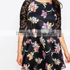Appparel Lace Sleeve 3XL Plus Size Shirt Dresses for Fat Women thumbnail-3