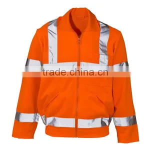 Orange Polyester Long Sleeve Jackets With Zippers thumbnail-1