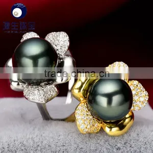 2016 New Ring Design Arrival Black Pearl Engagement Rings of Competitive Price thumbnail-2