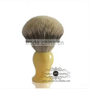 100% Pure Badger Shaving Brush With Yellow Resin Handle thumbnail-1