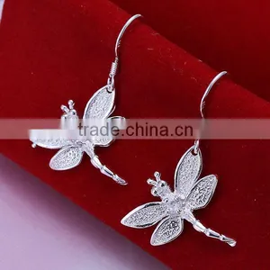 925 Sterling Silver Hook Dangle Dragonfly Earrings thumbnail-1