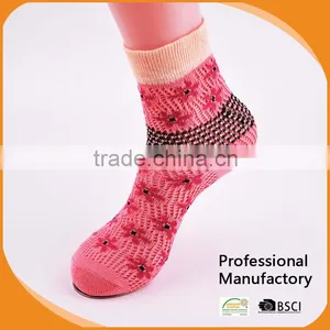 Women's Jacquard Pointelle Pattern Rumi Socks Made by Italy Socks Machine Flower Pattern thumbnail-3