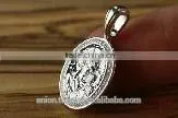 Silver 925 Oval Pendant Icon of St. Mary. Russian Style. Burnished Silver thumbnail-1