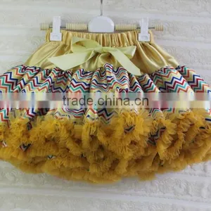 Hot Sale 2013 Lastest New Design Multicolor Chevron Printed Satin Skirt for Baby Girls thumbnail-1