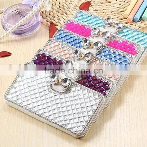 Luxury Leather Bling Crystal Diamond Bow Wallet Case for S7/S7 Edge .For Iphone 6/6s Bling Crystal Wallet Case thumbnail-5