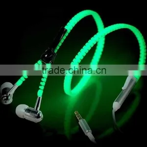 Earphones Zip Zipper Style , With Built in MIC Hands Free Tangle Free thumbnail-1