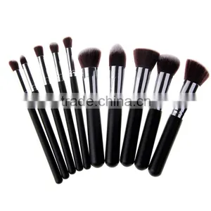 10 Pcs Silver Black Synthetic Kabuki Makeup Brush Set Cosmetics Foundation Blending Blush Makeup Tool thumbnail-2