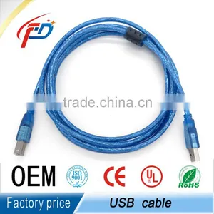 2.0 USB A/B Cable Transparent Blue Print Cable to 1m Computer Printing Machine Cable thumbnail-4