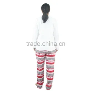 Kevince Flannel Pyjama Set Shape Stripe Print Knitted Woman Clothing Nightwear Homewear Sleepwear MOQ 1000sets thumbnail-2