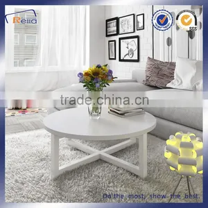 ROUND ELEGANT WHITE NEW DESIGN FIBER MDF COFFEE TABLE UNIQUE TEA TABLE thumbnail-1