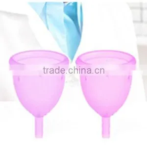 Reusable 100% Medical Silicone Ladies Menstrual Cup for Wholesales-Small or Big Size in Pink,Purple,White,Transparent thumbnail-2