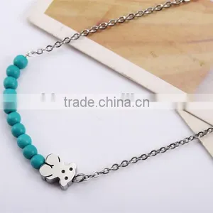 Guangzhou Biggest Wholesale Fashionable Ceramic Pearl Silver Chain Necklace thumbnail-4
