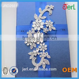 New Design Flower Crystal Rhinestone Lace Appliues for Shinning thumbnail-6