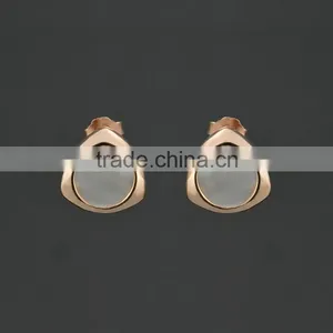 Latest Design Fashion 18 Karat Gold Plated Cat's Eye Stud Earrings thumbnail-3