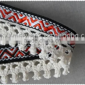 Hot Selling Elegant Jacquard Cotton Tassel Trim, Chemical Cord Trim With Jacquard Fringe for Clothes thumbnail-4