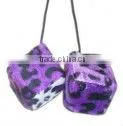 Purple Cheetah Irregular Safari Animal Car Mirror Fuzzy Dice thumbnail-1