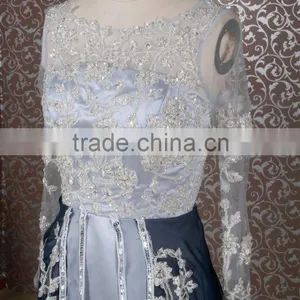 RSE650 Silver Grey And Teal Mother Of The Bride Dress With Sleeves Short And Long thumbnail-4