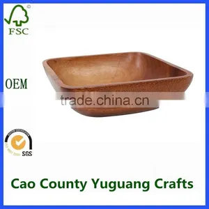 Antique Fruit Bowl Large Wood Square Fruit Serving Bowl thumbnail-2