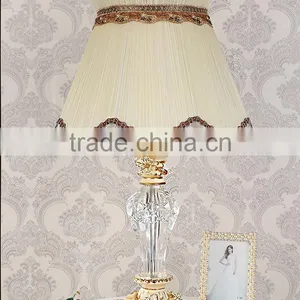 White Ceramic Carving Stand K9 Clear Crystal Table Lamp With Lampshade thumbnail-2