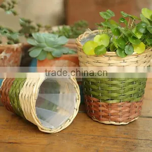 Hotsale Plastic Lined Wood Piece Baskets for Potted Plants Plant Pot Plant Basket thumbnail-1