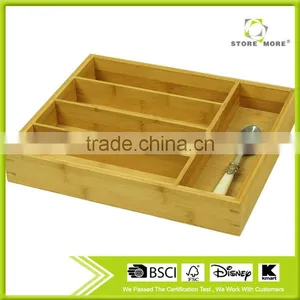 Store More 5-slot Bamboo Kitchen Utensil Drawer Organizer Tray thumbnail-1